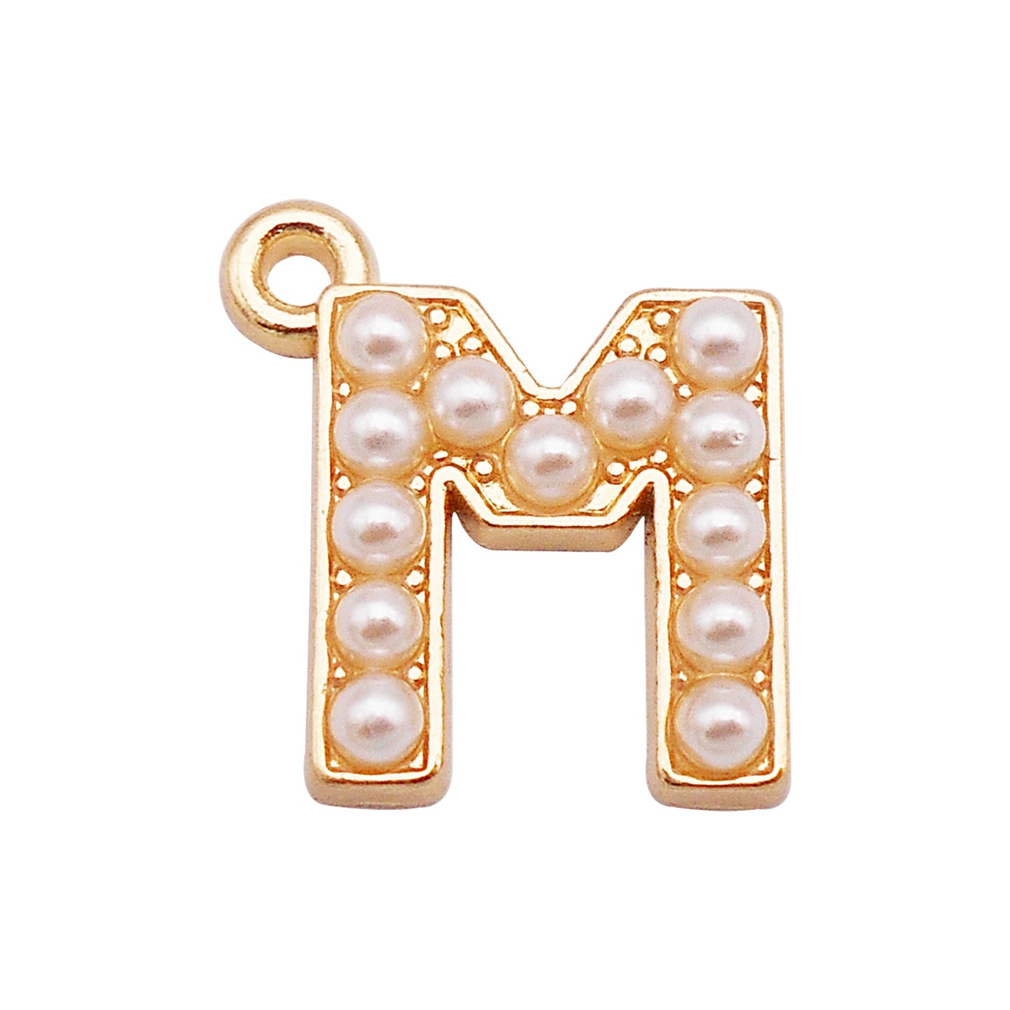 10Pcs Alloy Bezel A-Z Letter Charm Faux Pearl Embellished Gold Color Pendant DIY Jewelry Dangle for Necklace Ankle Bracelet Making
