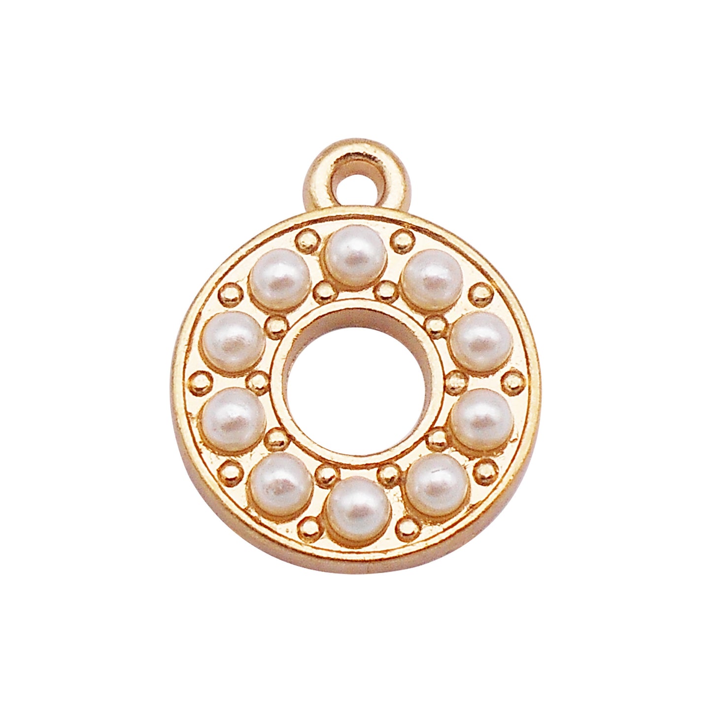 10Pcs Alloy Bezel A-Z Letter Charm Faux Pearl Embellished Gold Color Pendant DIY Jewelry Dangle for Necklace Ankle Bracelet Making