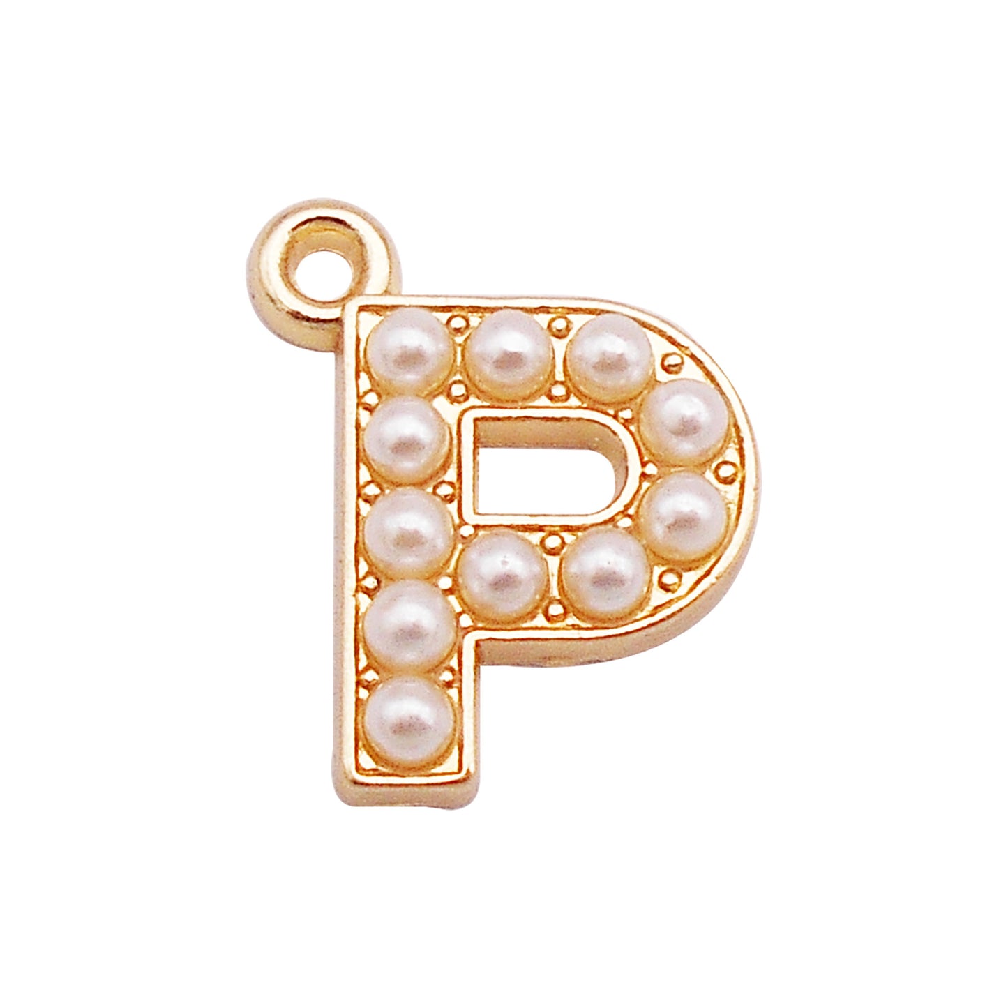 10Pcs Alloy Bezel A-Z Letter Charm Faux Pearl Embellished Gold Color Pendant DIY Jewelry Dangle for Necklace Ankle Bracelet Making