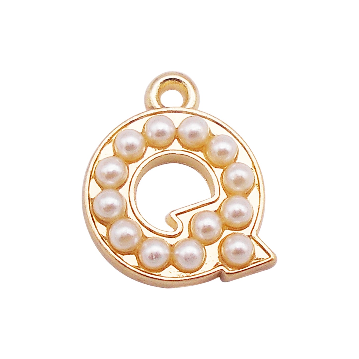 10Pcs Alloy Bezel A-Z Letter Charm Faux Pearl Embellished Gold Color Pendant DIY Jewelry Dangle for Necklace Ankle Bracelet Making