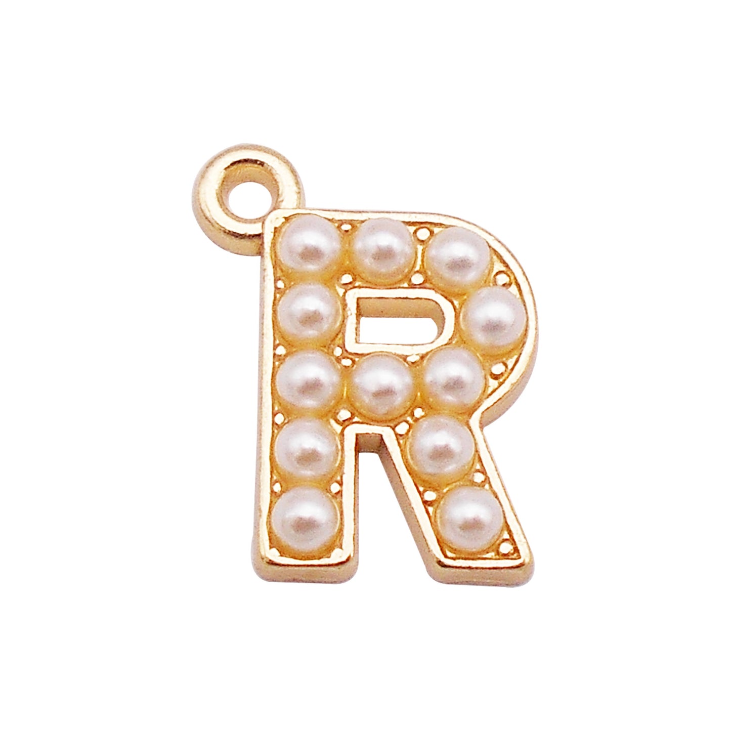 10Pcs Alloy Bezel A-Z Letter Charm Faux Pearl Embellished Gold Color Pendant DIY Jewelry Dangle for Necklace Ankle Bracelet Making