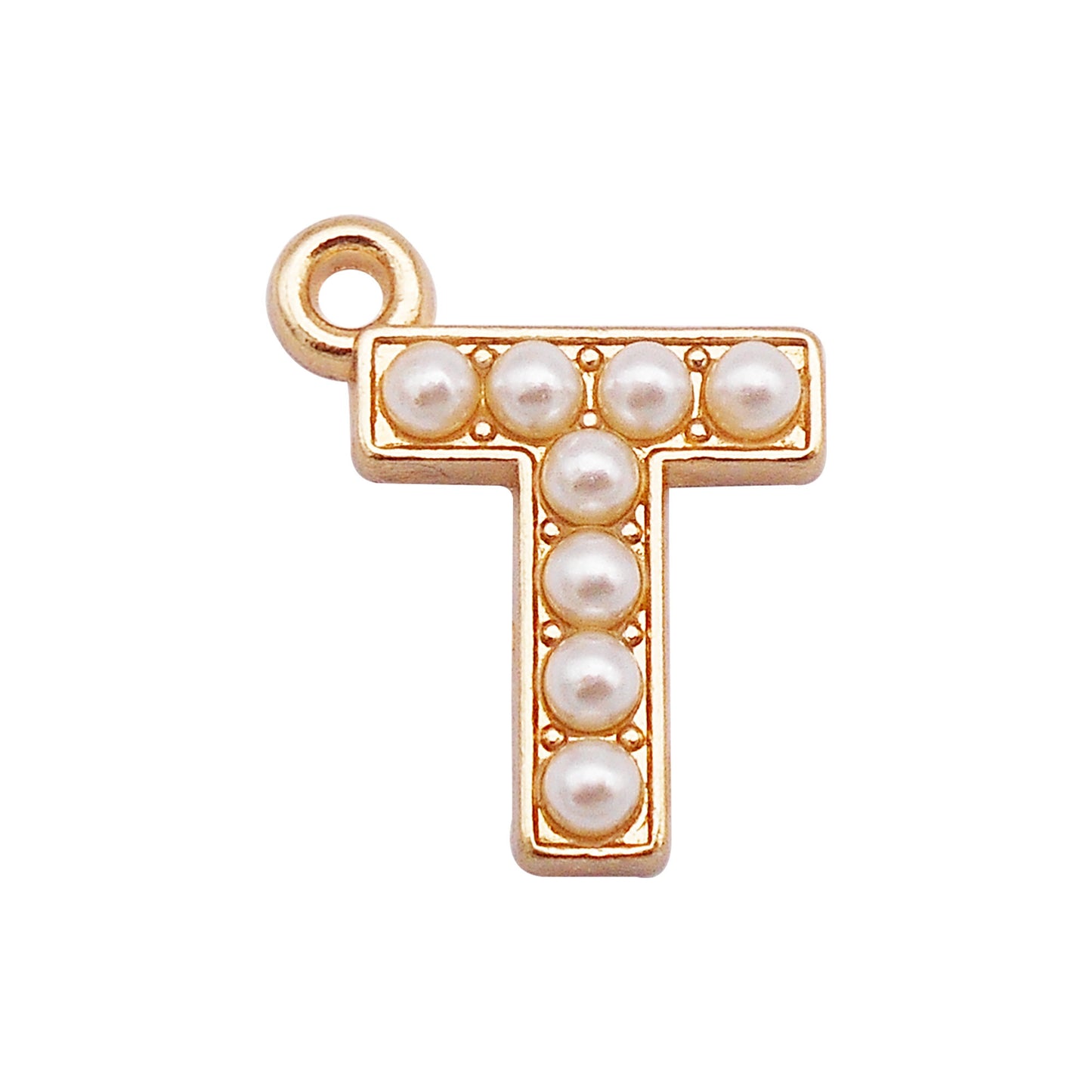 10Pcs Alloy Bezel A-Z Letter Charm Faux Pearl Embellished Gold Color Pendant DIY Jewelry Dangle for Necklace Ankle Bracelet Making