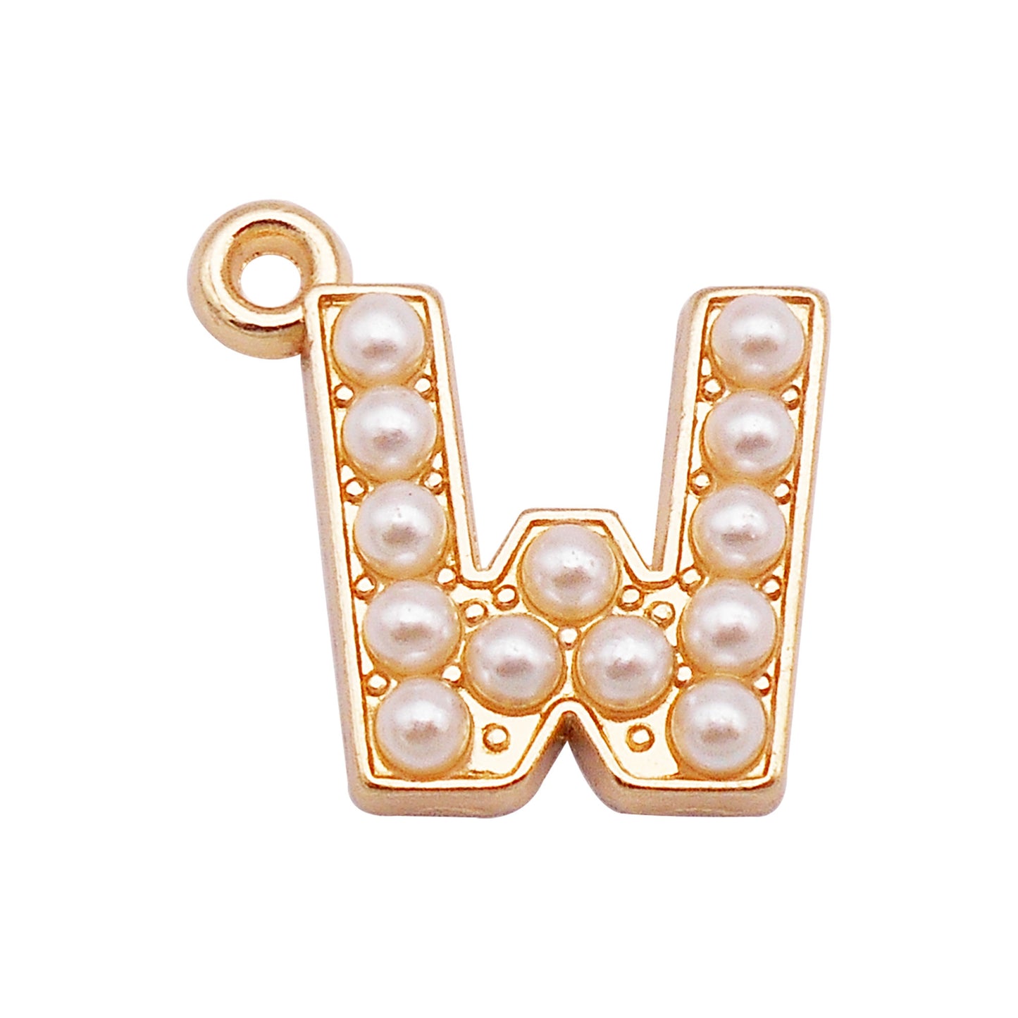 10Pcs Alloy Bezel A-Z Letter Charm Faux Pearl Embellished Gold Color Pendant DIY Jewelry Dangle for Necklace Ankle Bracelet Making