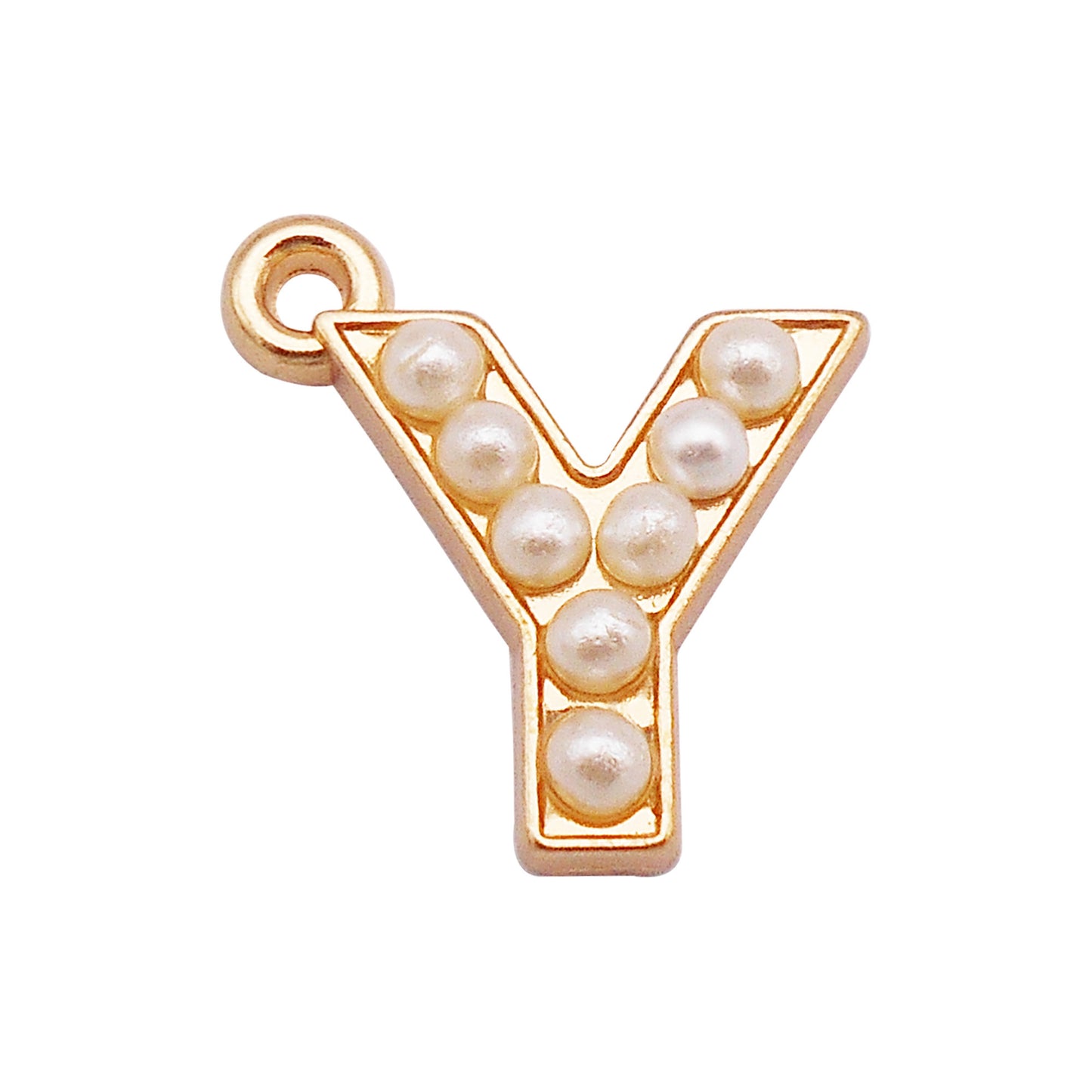 10Pcs Alloy Bezel A-Z Letter Charm Faux Pearl Embellished Gold Color Pendant DIY Jewelry Dangle for Necklace Ankle Bracelet Making