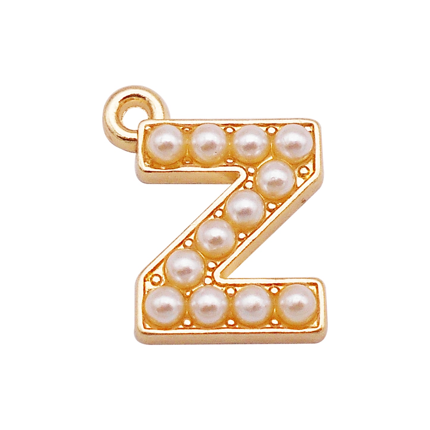 10Pcs Alloy Bezel A-Z Letter Charm Faux Pearl Embellished Gold Color Pendant DIY Jewelry Dangle for Necklace Ankle Bracelet Making