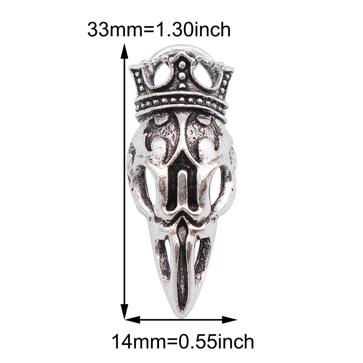10Pcs Gothic Alloy Skull Charm Antique Silver Crown Skeleton Pendant DIY Jewelry Accessory for Necklace Earrings Making Crafts Decor 33x14mm