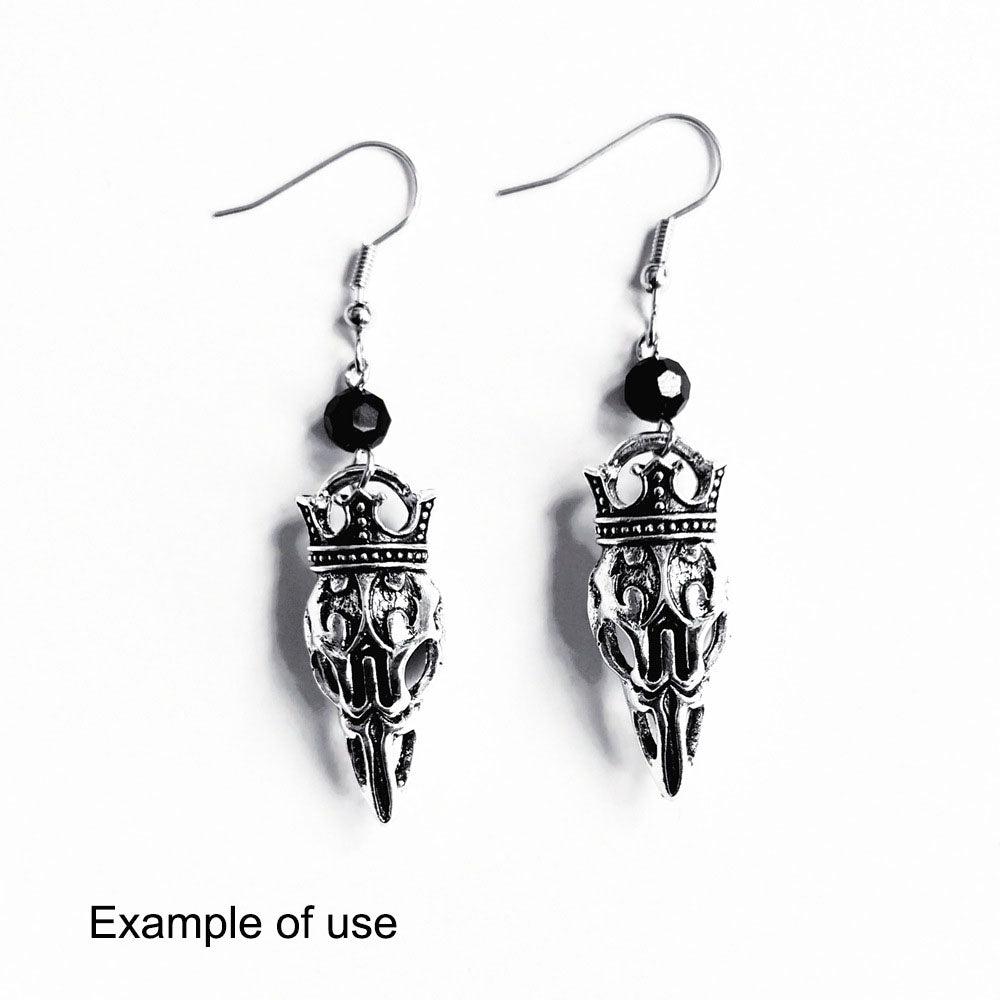 10Pcs Gothic Alloy Skull Charm Antique Silver Crown Skeleton Pendant DIY Jewelry Accessory for Necklace Earrings Making Crafts Decor 33x14mm