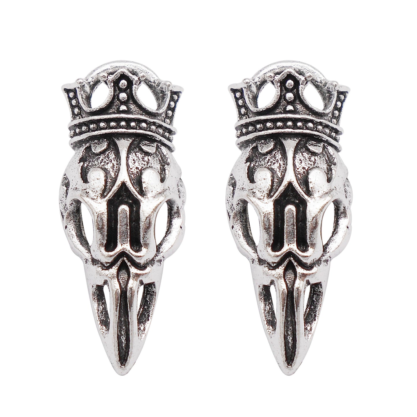 10Pcs Gothic Alloy Skull Charm Antique Silver Crown Skeleton Pendant DIY Jewelry Accessory for Necklace Earrings Making Crafts Decor 33x14mm