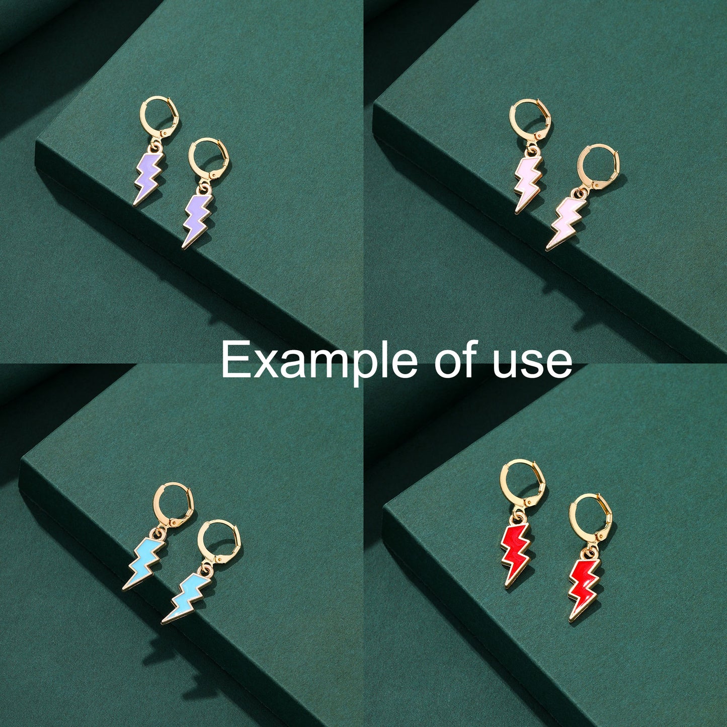 12Pcs Gold Edge Lightning Bolt Charm Enamel Alloy Flash Thunder Pendant Geometric Design for Jewelry Necklace Bracelet Earrings Making DIY Crafts Decor 19x7mm