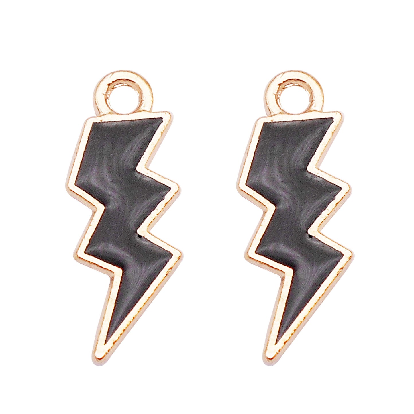 12Pcs Gold Edge Lightning Bolt Charm Enamel Alloy Flash Thunder Pendant Geometric Design for Jewelry Necklace Bracelet Earrings Making DIY Crafts Decor 19x7mm