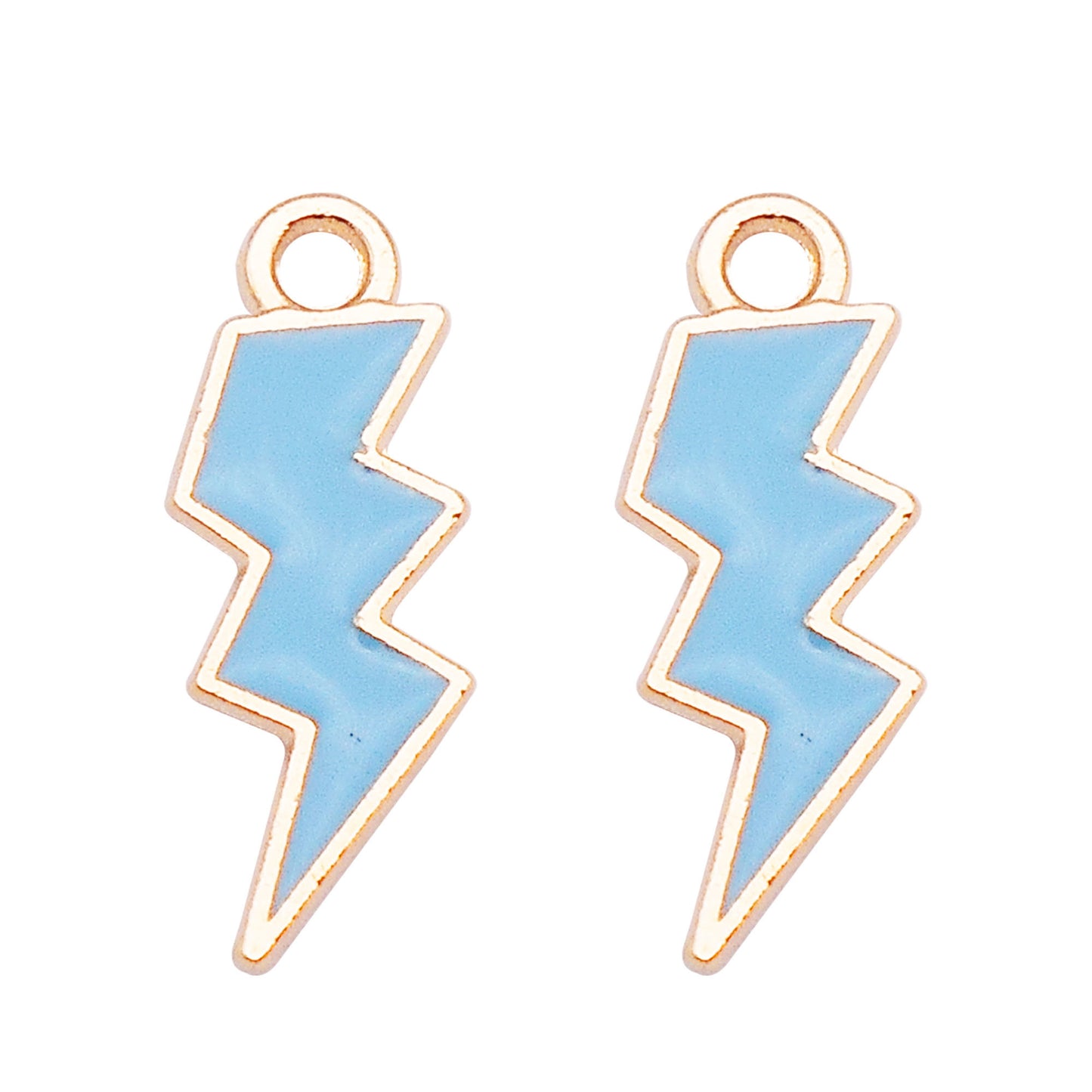 12Pcs Gold Edge Lightning Bolt Charm Enamel Alloy Flash Thunder Pendant Geometric Design for Jewelry Necklace Bracelet Earrings Making DIY Crafts Decor 19x7mm