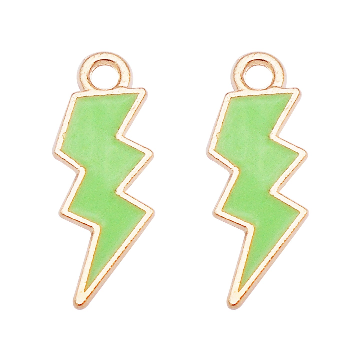 12Pcs Gold Edge Lightning Bolt Charm Enamel Alloy Flash Thunder Pendant Geometric Design for Jewelry Necklace Bracelet Earrings Making DIY Crafts Decor 19x7mm