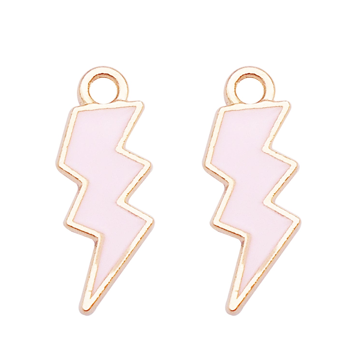 12Pcs Gold Edge Lightning Bolt Charm Enamel Alloy Flash Thunder Pendant Geometric Design for Jewelry Necklace Bracelet Earrings Making DIY Crafts Decor 19x7mm