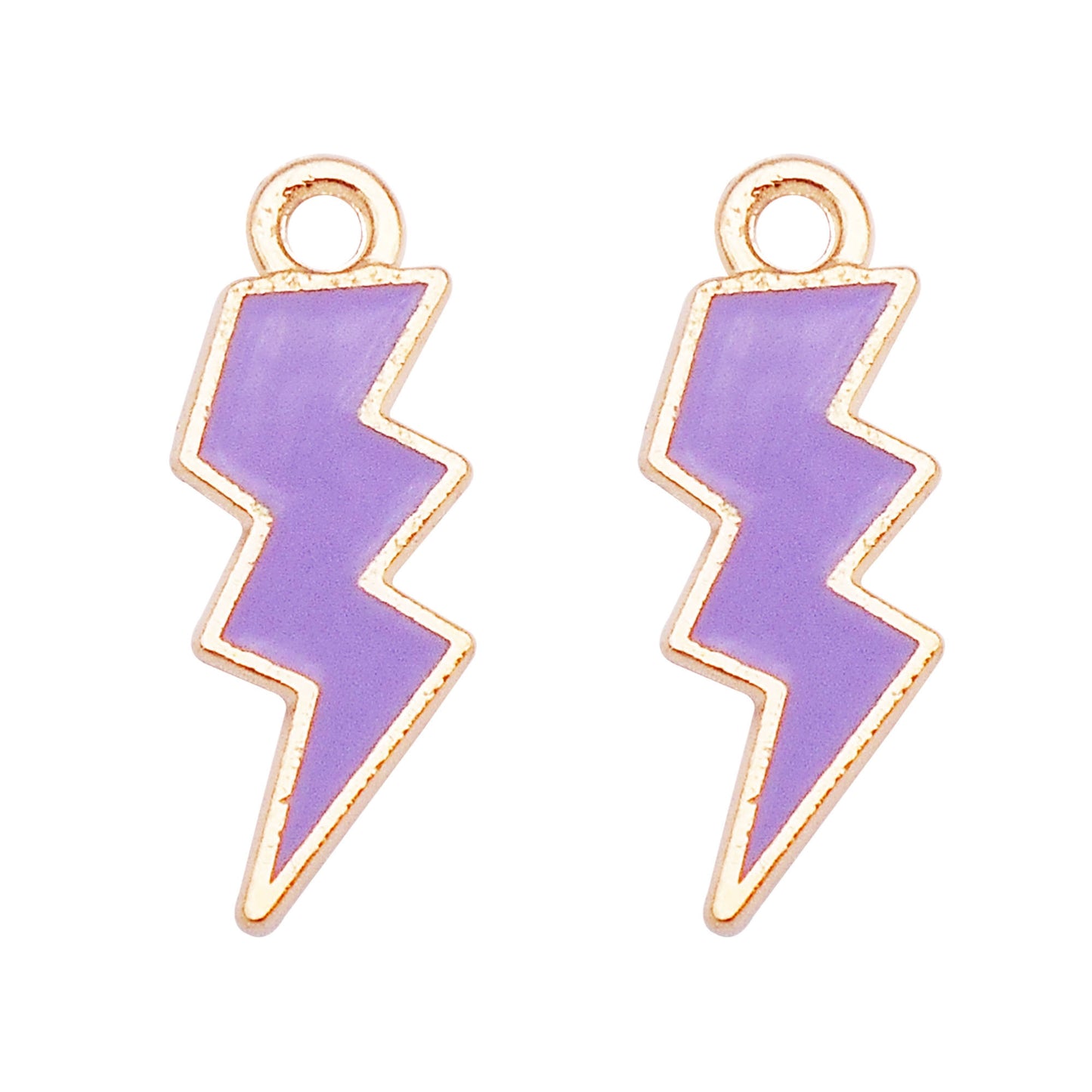 12Pcs Gold Edge Lightning Bolt Charm Enamel Alloy Flash Thunder Pendant Geometric Design for Jewelry Necklace Bracelet Earrings Making DIY Crafts Decor 19x7mm