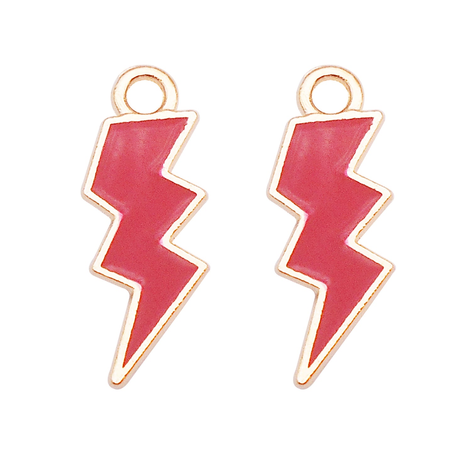 12Pcs Gold Edge Lightning Bolt Charm Enamel Alloy Flash Thunder Pendant Geometric Design for Jewelry Necklace Bracelet Earrings Making DIY Crafts Decor 19x7mm