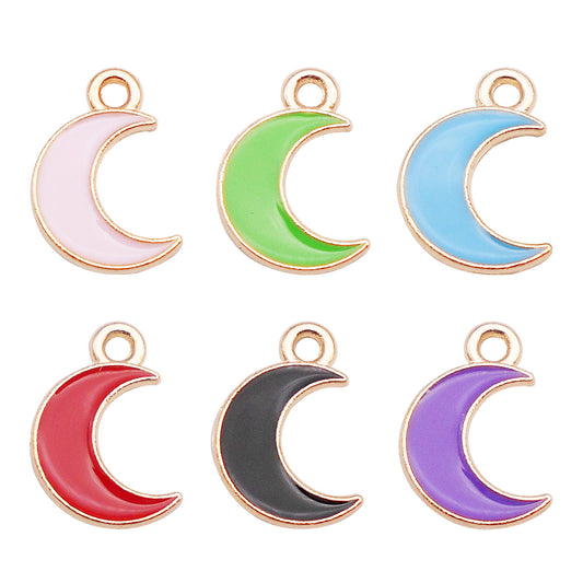 12Pcs Gold Edge Enamel New Moon Charm 15x10mm Alloy Crescent Pendant DIY Jewelry Accessory for  Necklace Bracelet Earrings Making Crafts Decor