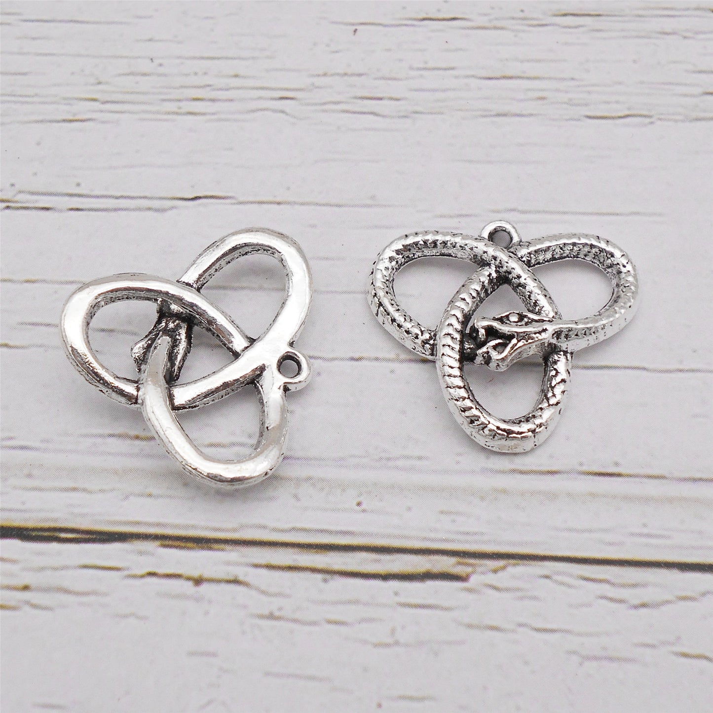 10Pcs Antique Silver Twisted Snake Charm 22x25mm Metal Ouroboros Pendant for Jewelry Necklace Making DIY Crafts Decor