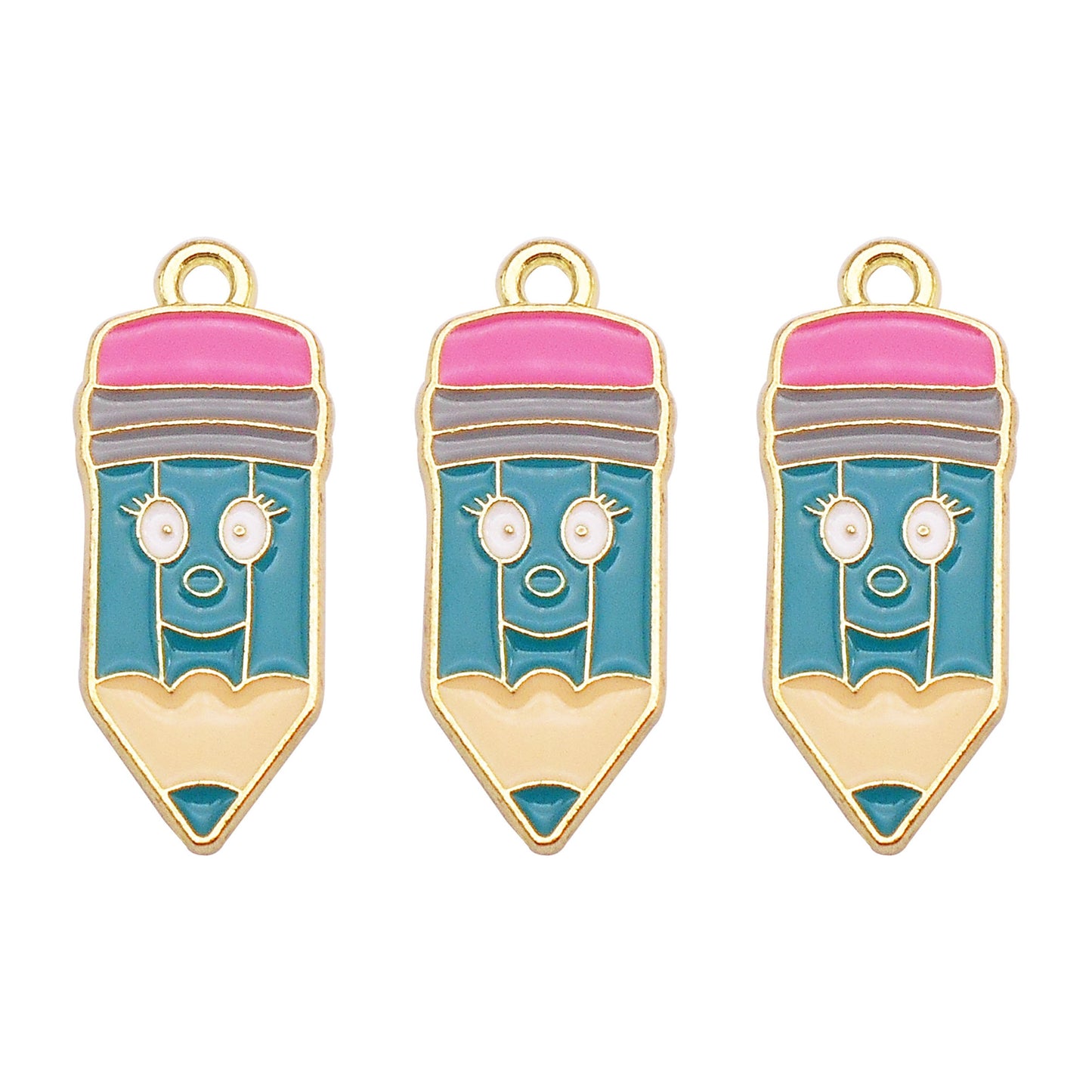 6Pcs Enamel Study Series Charm Alloy Pencil Book Doctoral Cap Design Pendant Graduation Gifts Jewelry Necklace Bracelet Making Accessory DIY Crafts Decor