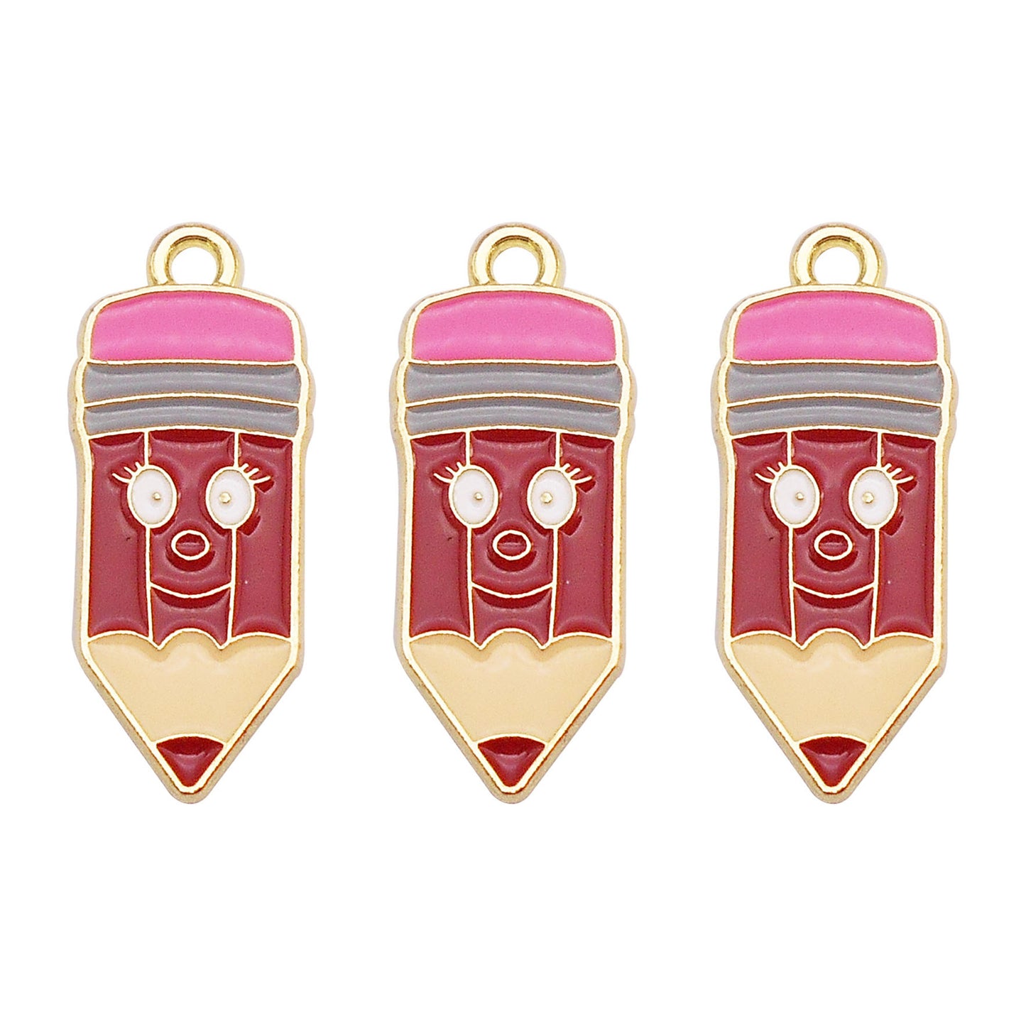 6Pcs Enamel Study Series Charm Alloy Pencil Book Doctoral Cap Design Pendant Graduation Gifts Jewelry Necklace Bracelet Making Accessory DIY Crafts Decor