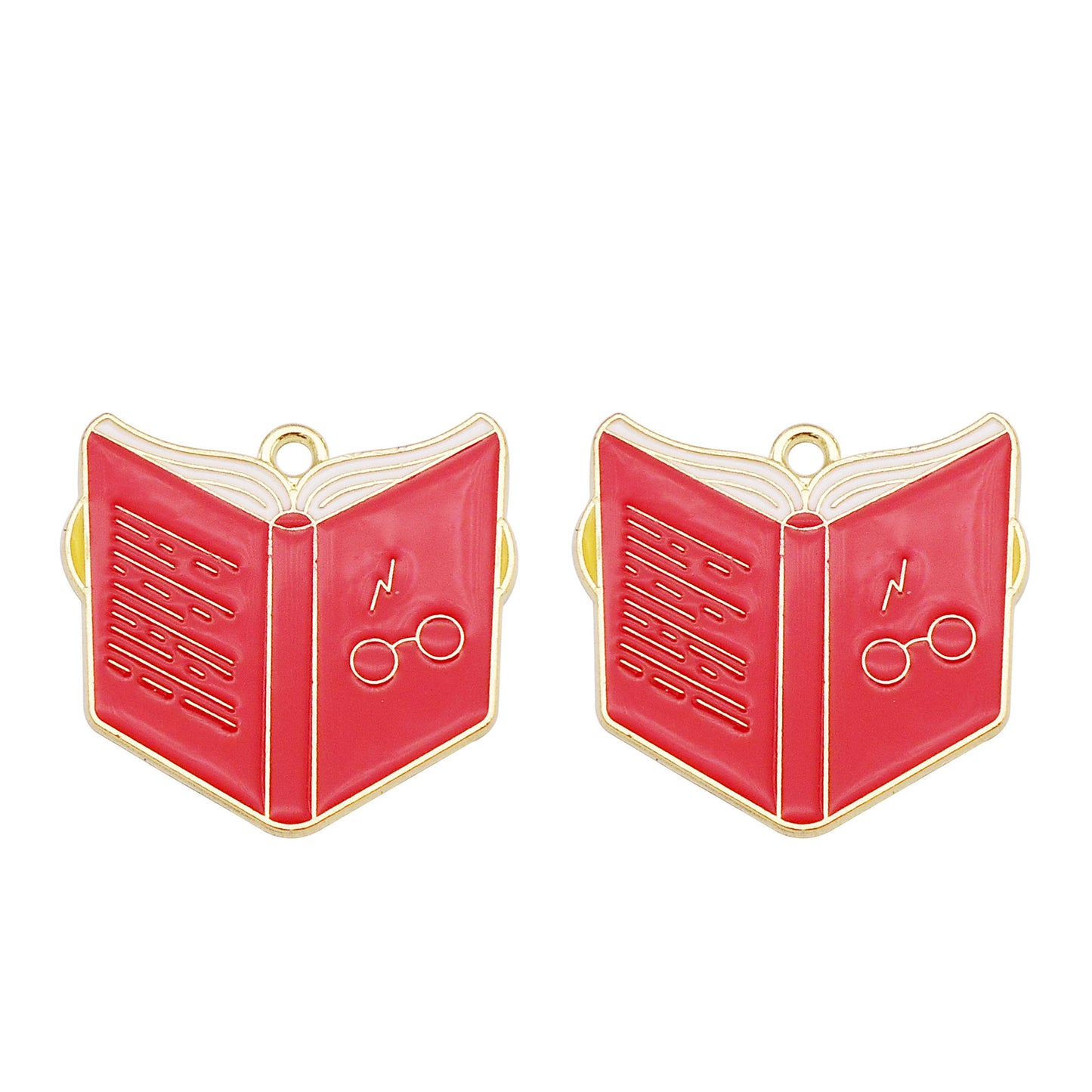 6Pcs Enamel Study Series Charm Alloy Pencil Book Doctoral Cap Design Pendant Graduation Gifts Jewelry Necklace Bracelet Making Accessory DIY Crafts Decor