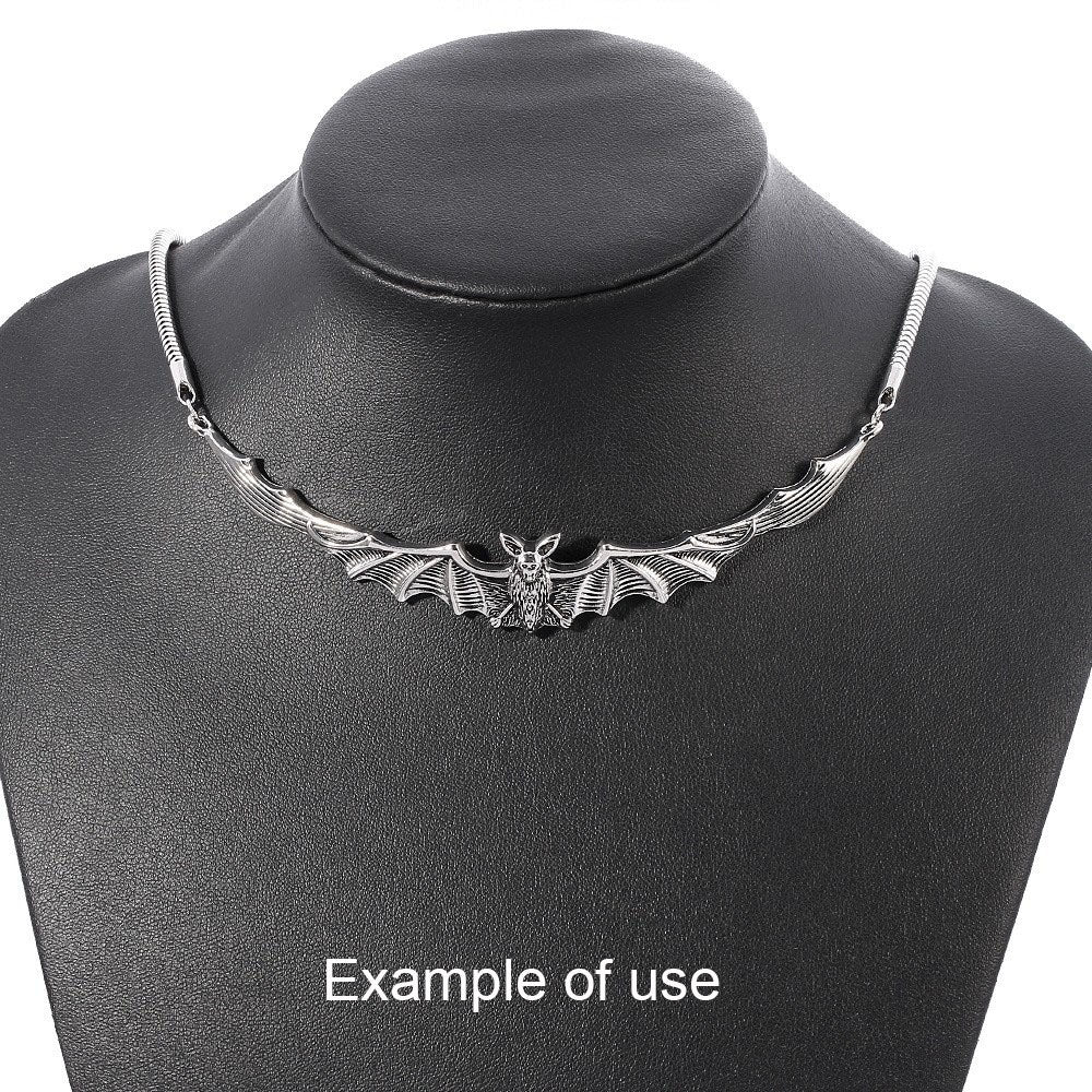 10pcs Antique Silver Bat Charm 17x65mm Alloy Halloween Pendant for Jewelry Necklace Bracelet Earrings Making DIY Crafts Decor