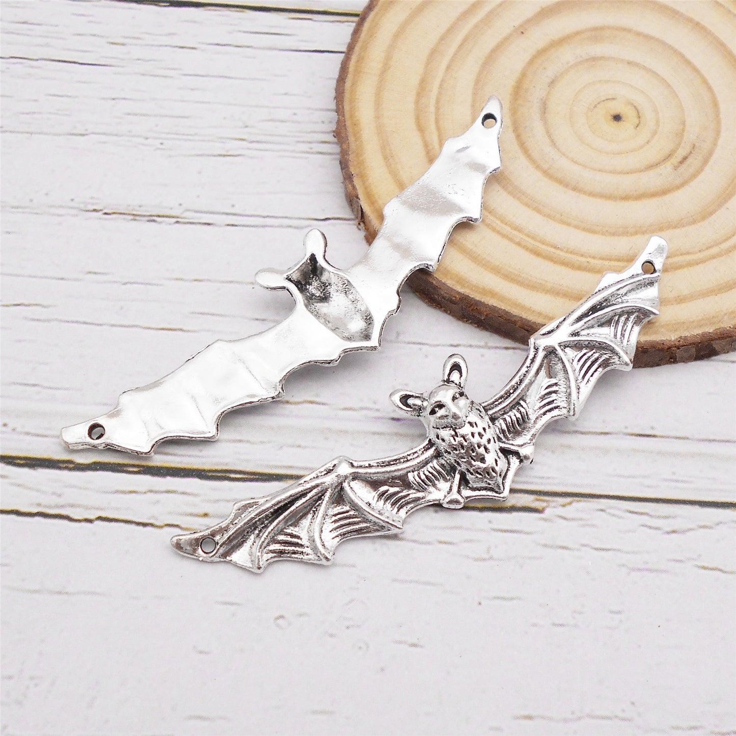 10pcs Antique Silver Bat Charm 17x65mm Alloy Halloween Pendant for Jewelry Necklace Bracelet Earrings Making DIY Crafts Decor