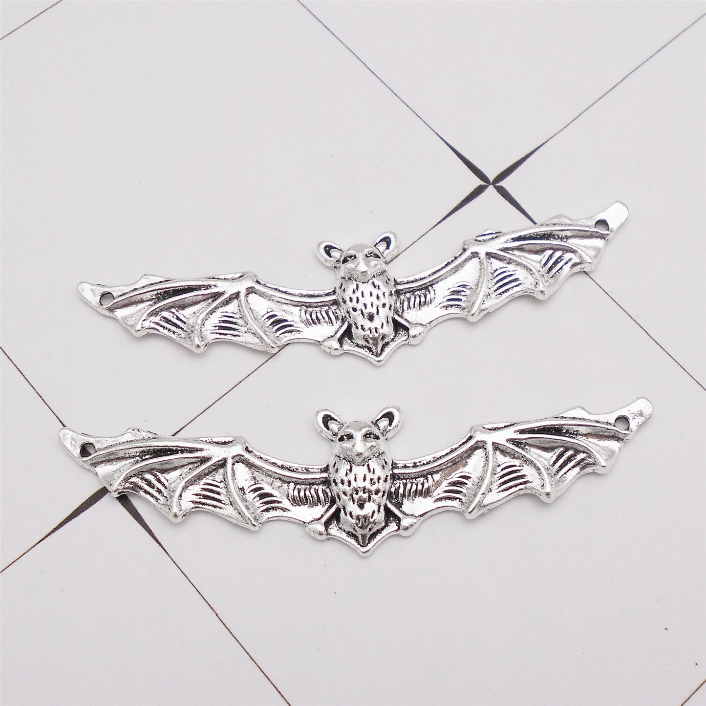 10pcs Antique Silver Bat Charm 17x65mm Alloy Halloween Pendant for Jewelry Necklace Bracelet Earrings Making DIY Crafts Decor