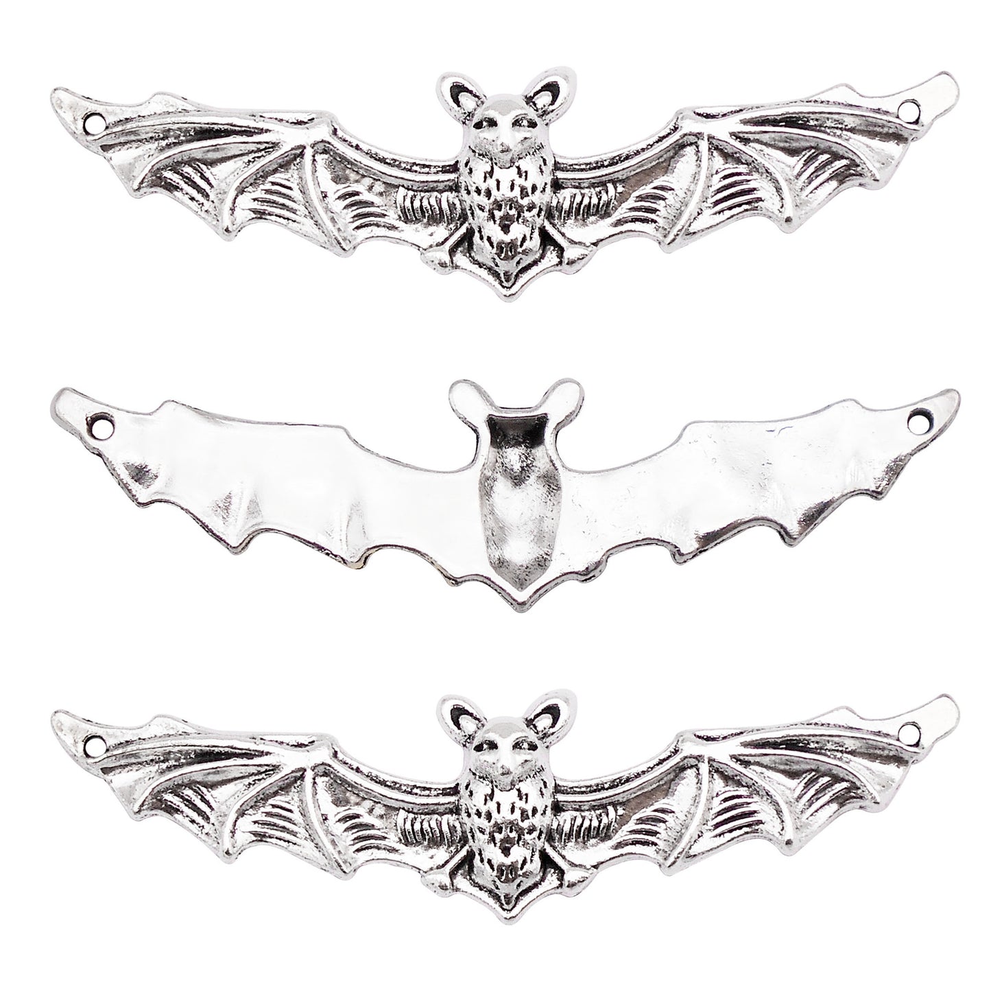 10pcs Antique Silver Bat Charm 17x65mm Alloy Halloween Pendant for Jewelry Necklace Bracelet Earrings Making DIY Crafts Decor
