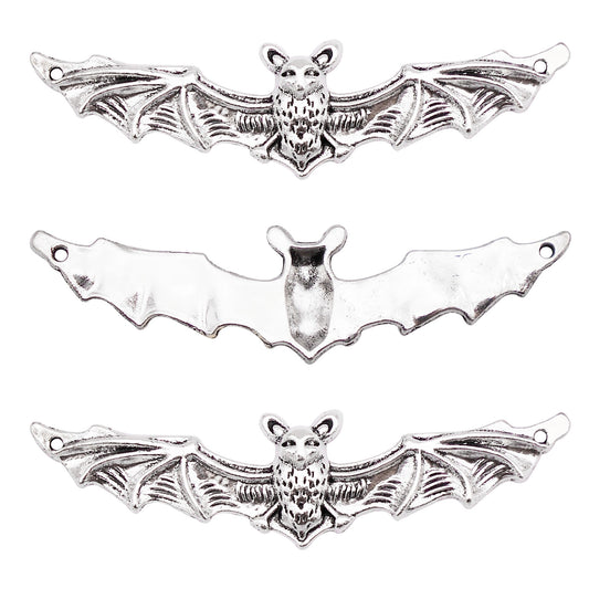 10pcs Antique Silver Bat Charm 17x65mm Alloy Halloween Pendant for Jewelry Necklace Bracelet Earrings Making DIY Crafts Decor