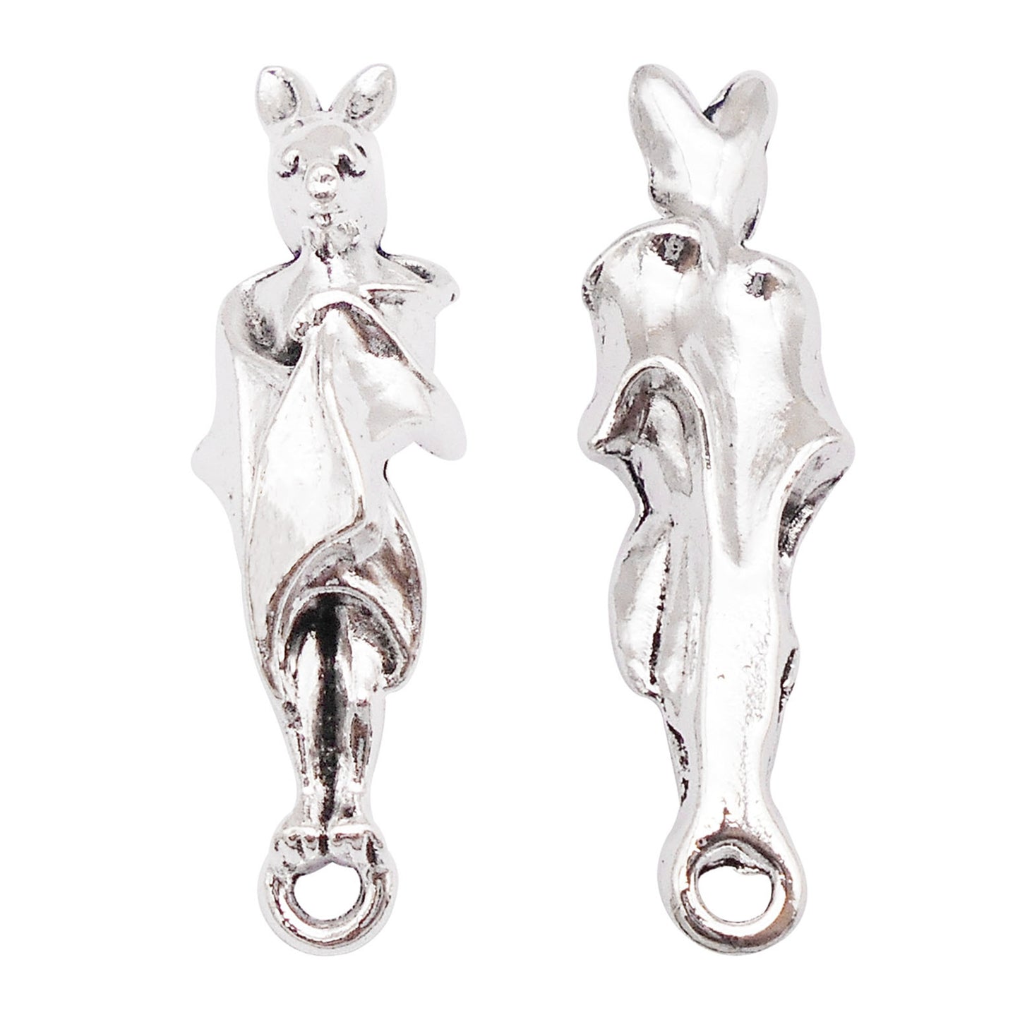 10Pcs Gothic Hanging Bat Charm 30x9mm Antique Silver Alloy Bat Pendant Halloween Dangle for Jewelry Necklace Bracelet Making DIY Crafts Decor