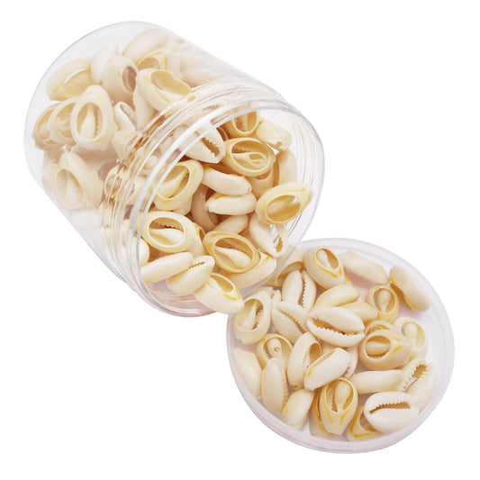 90g One Plastic Jar of Golden-ringer Cowrie, Slice Cowrie Natural Sea Shell Conch Beach Conch for DIY Crafts Supplies, Jewelry Making, Bag Purse Dangling Decor, Fish Tank Aquarium Decoration
