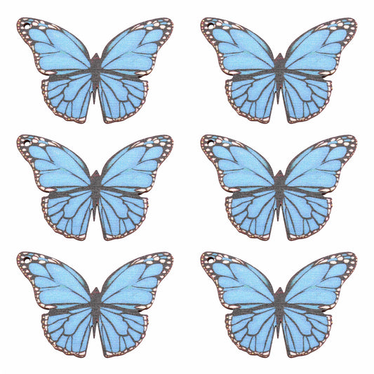 2Pcs Blue Butterfly Charms 30x45mm Wood Butterfly Pendants for DIY Jewelry Making Necklace Bracelet Earrings Decor Crafts Decor