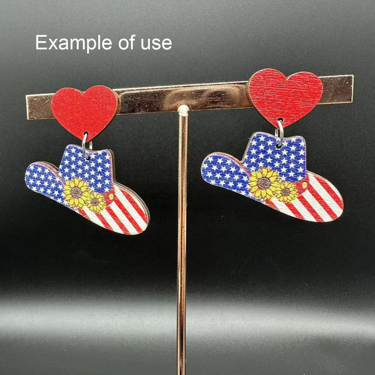 2Pcs American Flag Pattern Charms 24x44mm Wood Hat Shaped Dangle for Pendant Bracelet Necklace Earrings Making DIY Crafts Supplies Phone Chain Decor