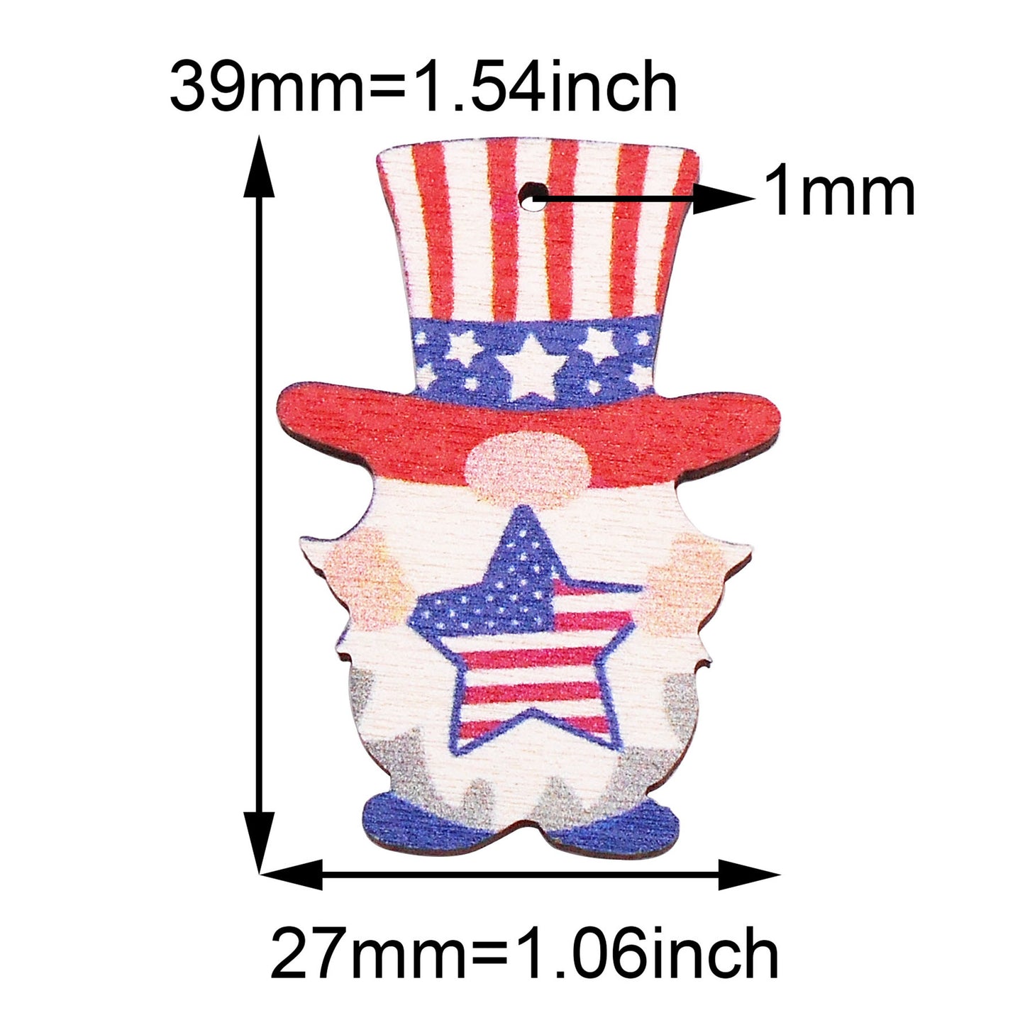 2Pcs Star Flag Pattern Charms Wood Abstract Design American Uncle Dangle for Pendant Jewelry (Necklace, Bracelet, Earrings) Making 39x27mm
