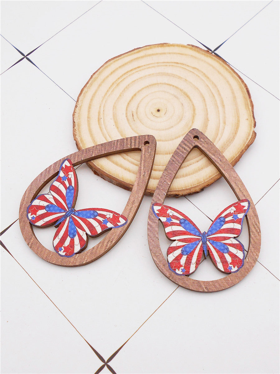 2Pcs Teardrop Frame Wood Butterfly Charms 57x38mm Wooden Insect Dangle for Jewelry Making DIY Crafts Supplies Phone Chain Dangle Decor