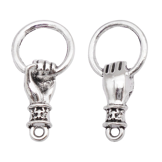 10Pcs Retro Silver Hand-Holding-Hoop Charms 27x13mm Metal Pendant for Jewelry Making DIY Crafts Necklace Bracelet Decor