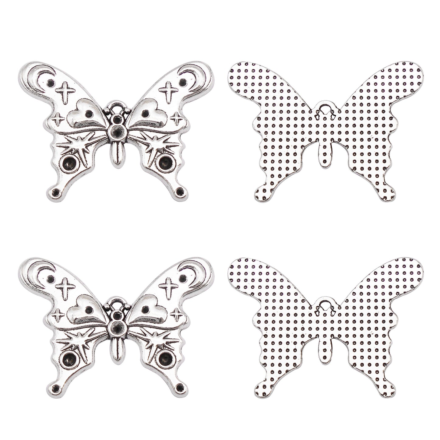 10Pcs Retro Silver Butterfly Charms 20x27mm Metal Winged Insect Pendants for Jewelry Making, DIY Crafts Decor, Necklace Bracelet Earrings Decor