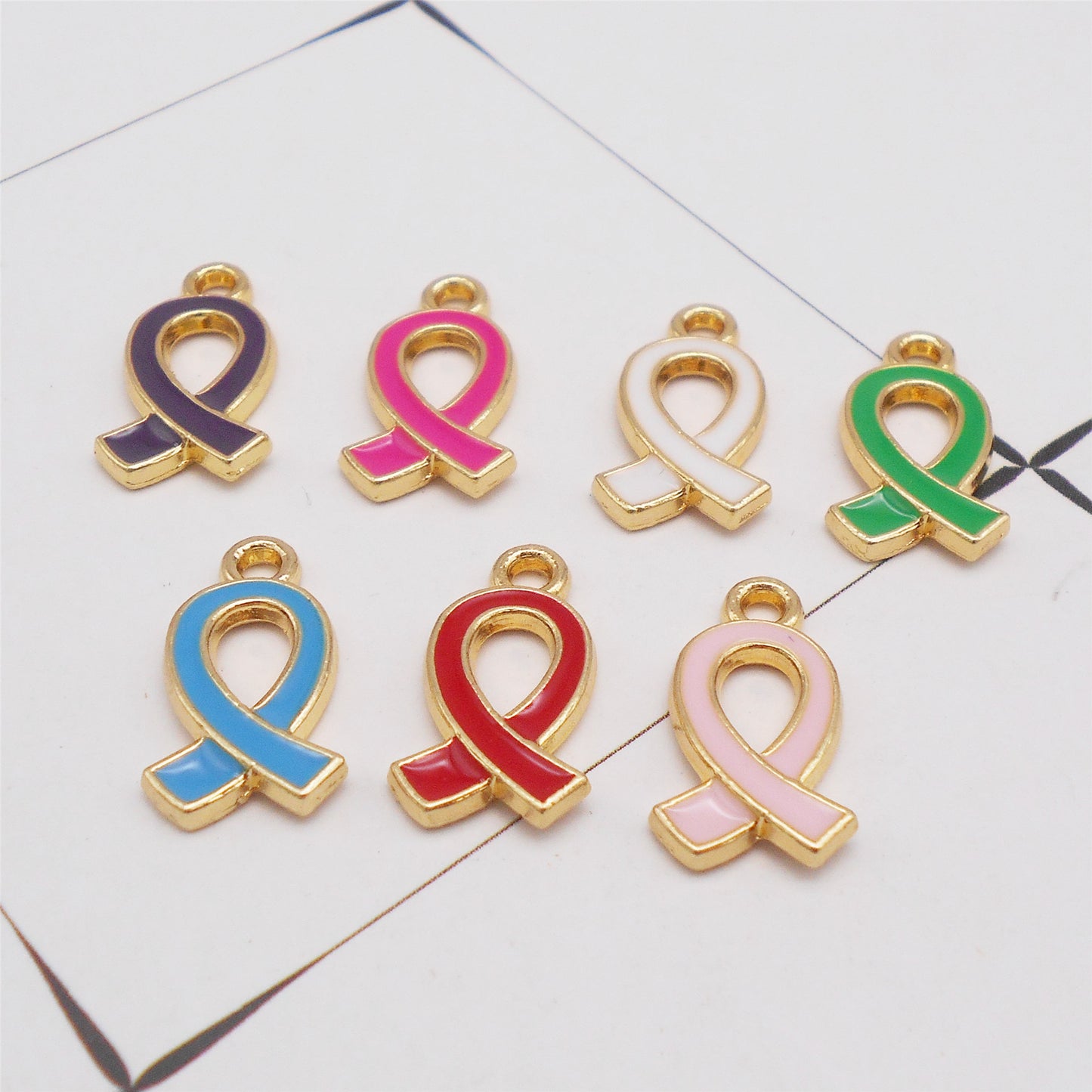 7Pcs Mini Enamel Scarf Charms 17x10mm Metal Jewelry Pendant for Necklace Bracelet Earrings Making, DIY Crafts Decor