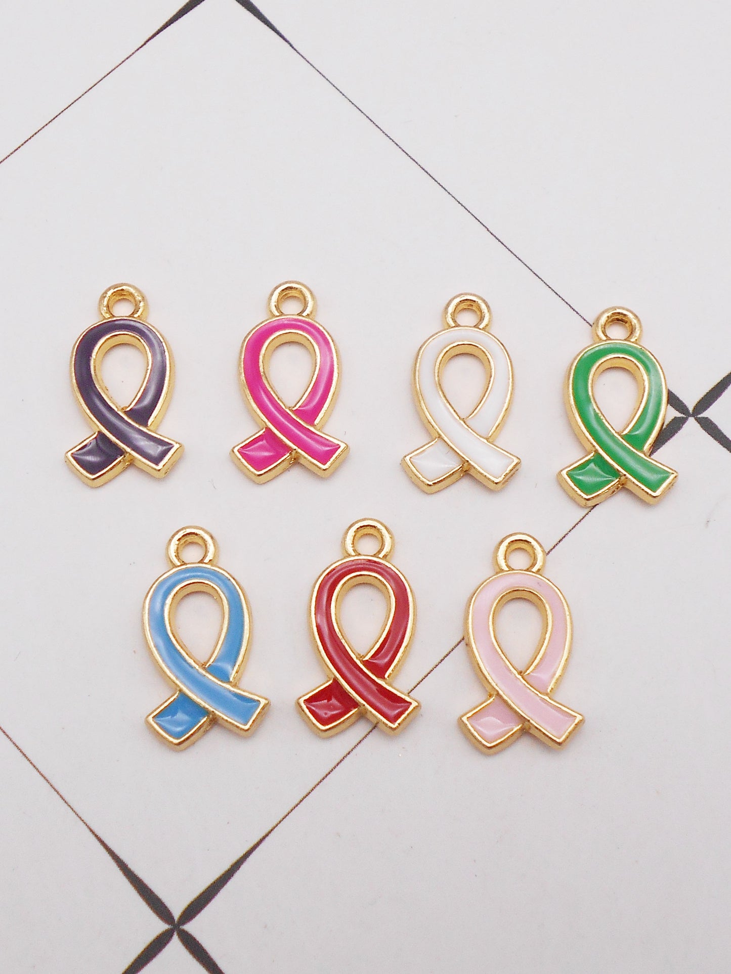 7Pcs Mini Enamel Scarf Charms 17x10mm Metal Jewelry Pendant for Necklace Bracelet Earrings Making, DIY Crafts Decor