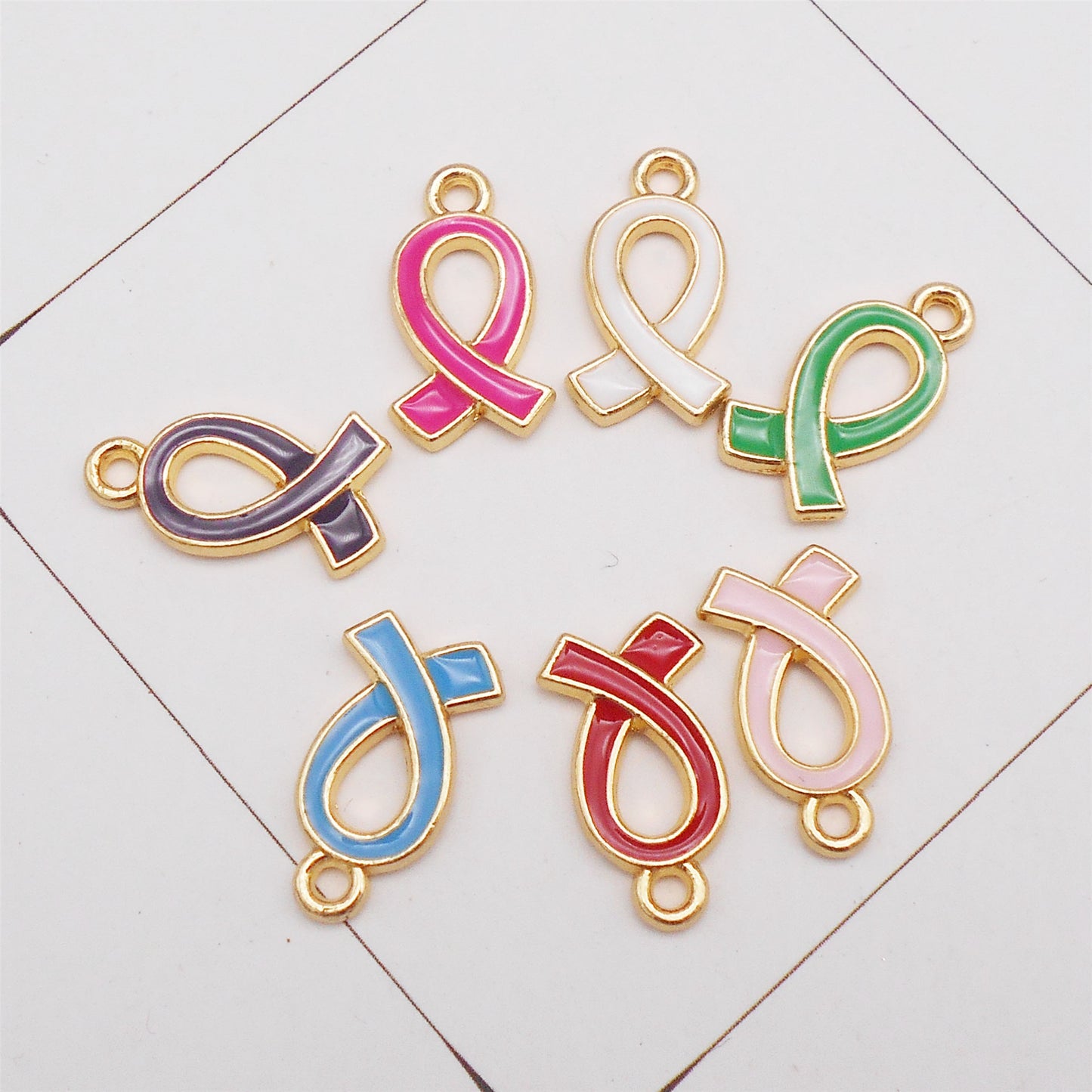 7Pcs Mini Enamel Scarf Charms 17x10mm Metal Jewelry Pendant for Necklace Bracelet Earrings Making, DIY Crafts Decor