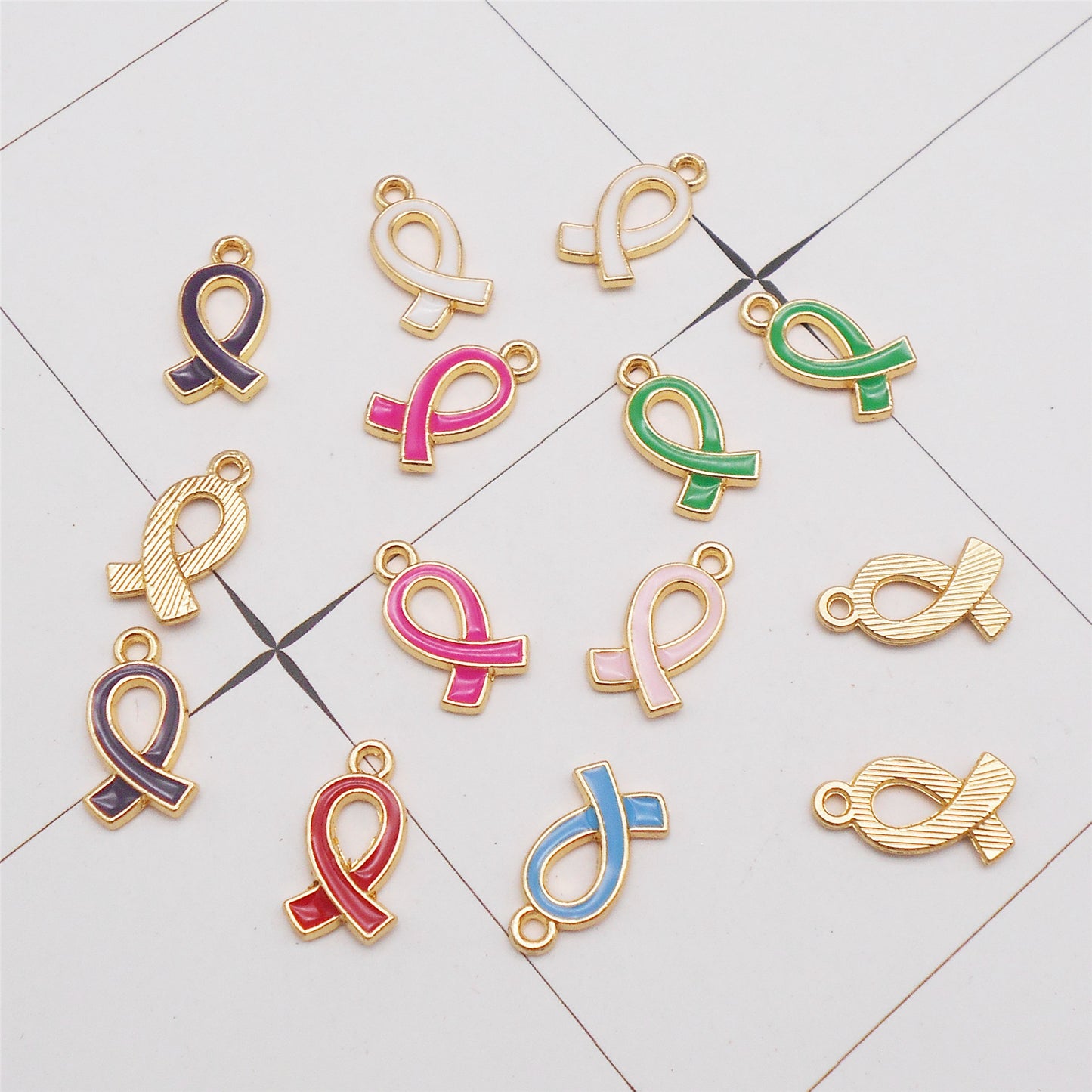 7Pcs Mini Enamel Scarf Charms 17x10mm Metal Jewelry Pendant for Necklace Bracelet Earrings Making, DIY Crafts Decor