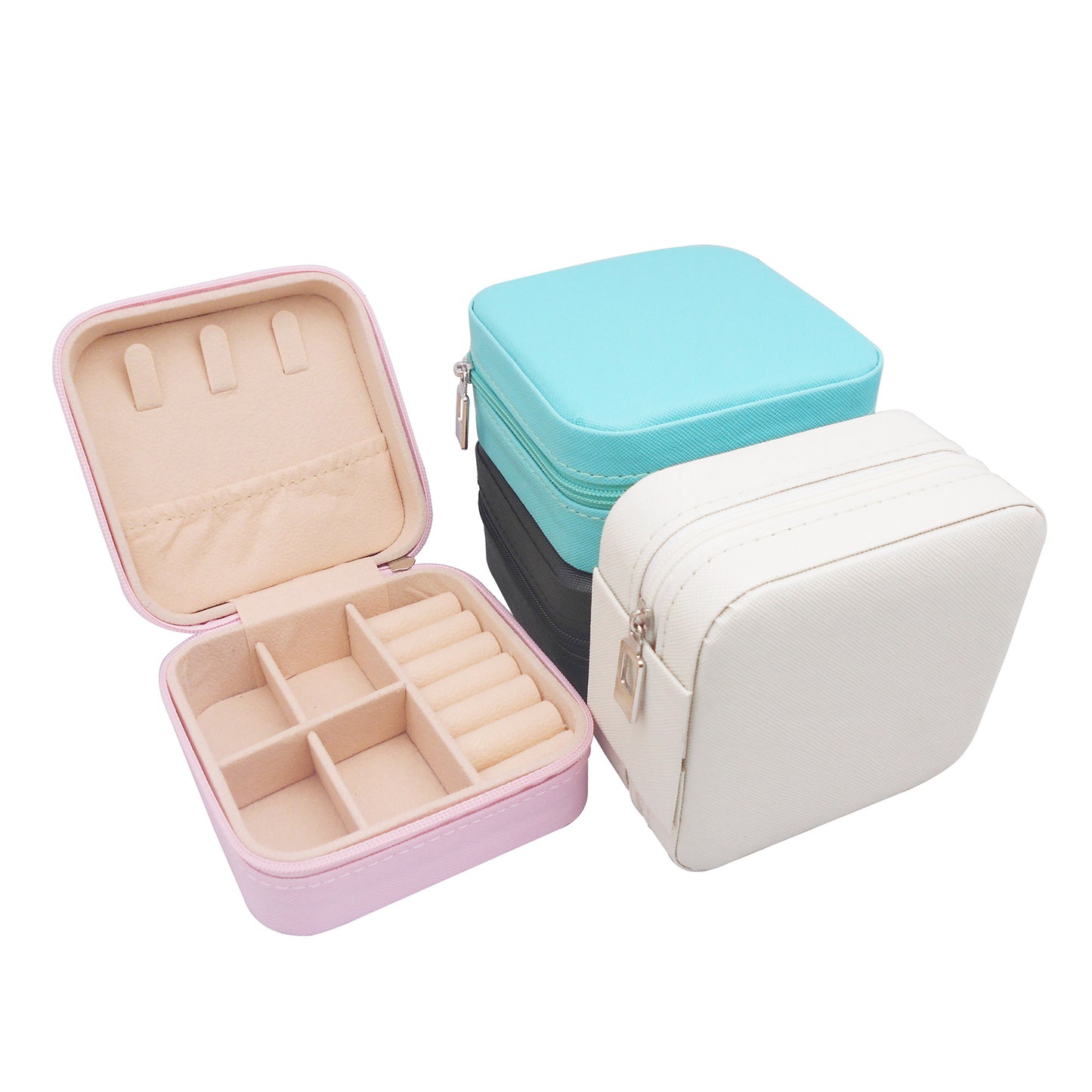 1 Piece Single Layer Jewelry Box Ladies Travel Jewelry Case Earrings Rings Organizer Box with Compartments Classic Portable Storage Box
