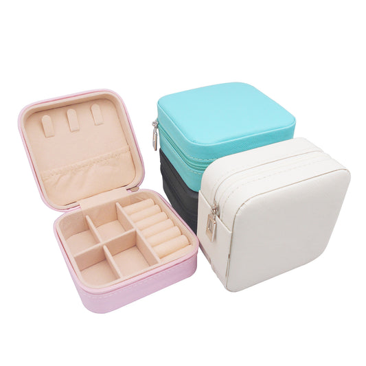 1 Piece Single Layer Jewelry Box Ladies Travel Jewelry Case Earrings Rings Organizer Box with Compartments Classic Portable Storage Box