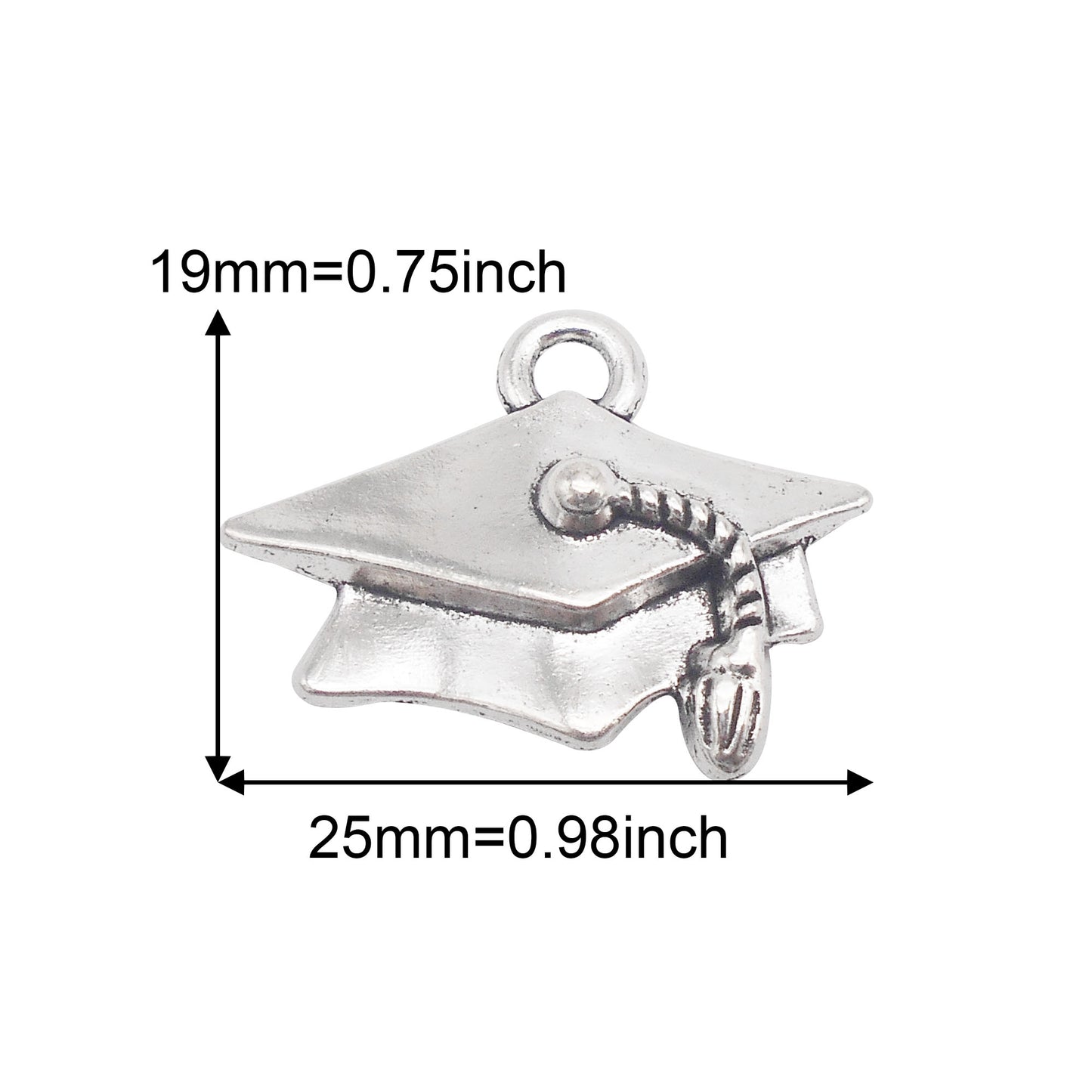 9Pcs Retro Silver Graduation Cap Ruler Pencil Charms Math Theme Study Pendant Metal for Jewelry Making, Graduation Gifrs