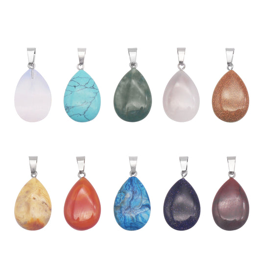 1 Piece Natural Agate Stone Charms Teardrop Shaped Opal Pendants for Jewelry Making, DIY Crafts Supplies, Necklace & Bracelet Decor