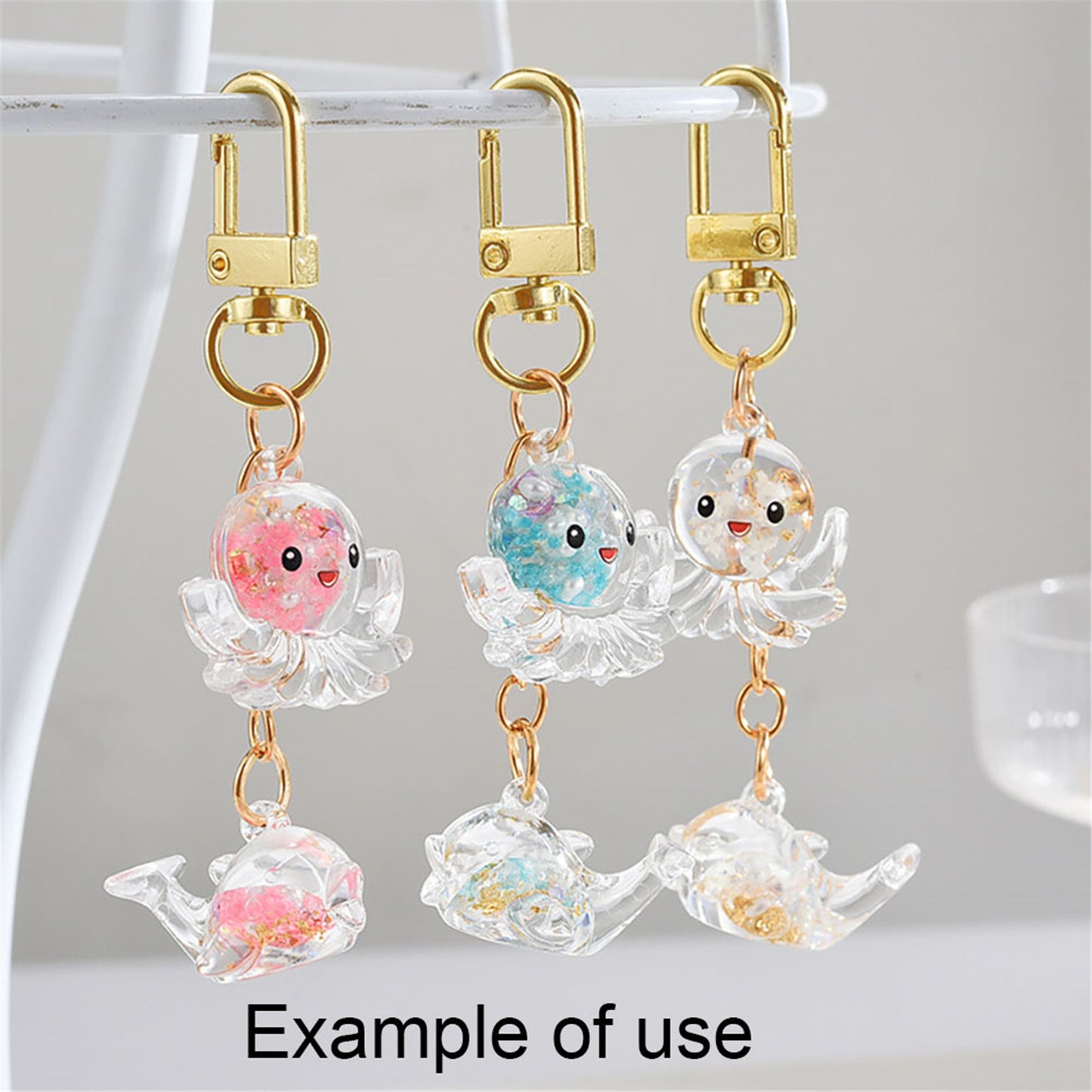 10Pcs 27x25mm Cute 3D Octopus Charms Transparent Resin Marine Animal Dangle for Pendant Jewelry Making, DIY Crafts Decor