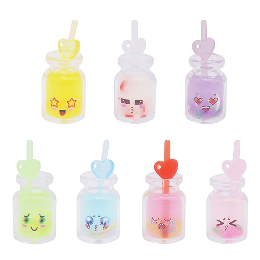 10Pcs 34x15mm Cute Emoji Mugs Charm Transparent Resin Simile Face Cup Dangle Pendant for Jewelry Making, Keychain Decor, DIY Crafts Supplies