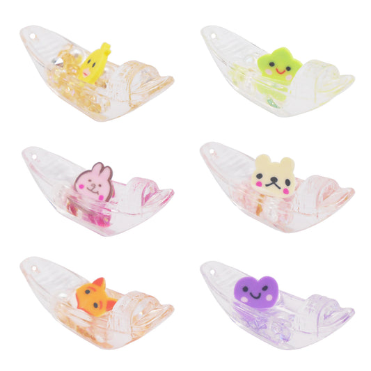 10pcs Cute Animal Boat Charm 14x41mm Transparent Resin Pendant DIY Accessories for Jewelry Necklace Bracelet Earrings Making, Crafts Phone Chain Decor