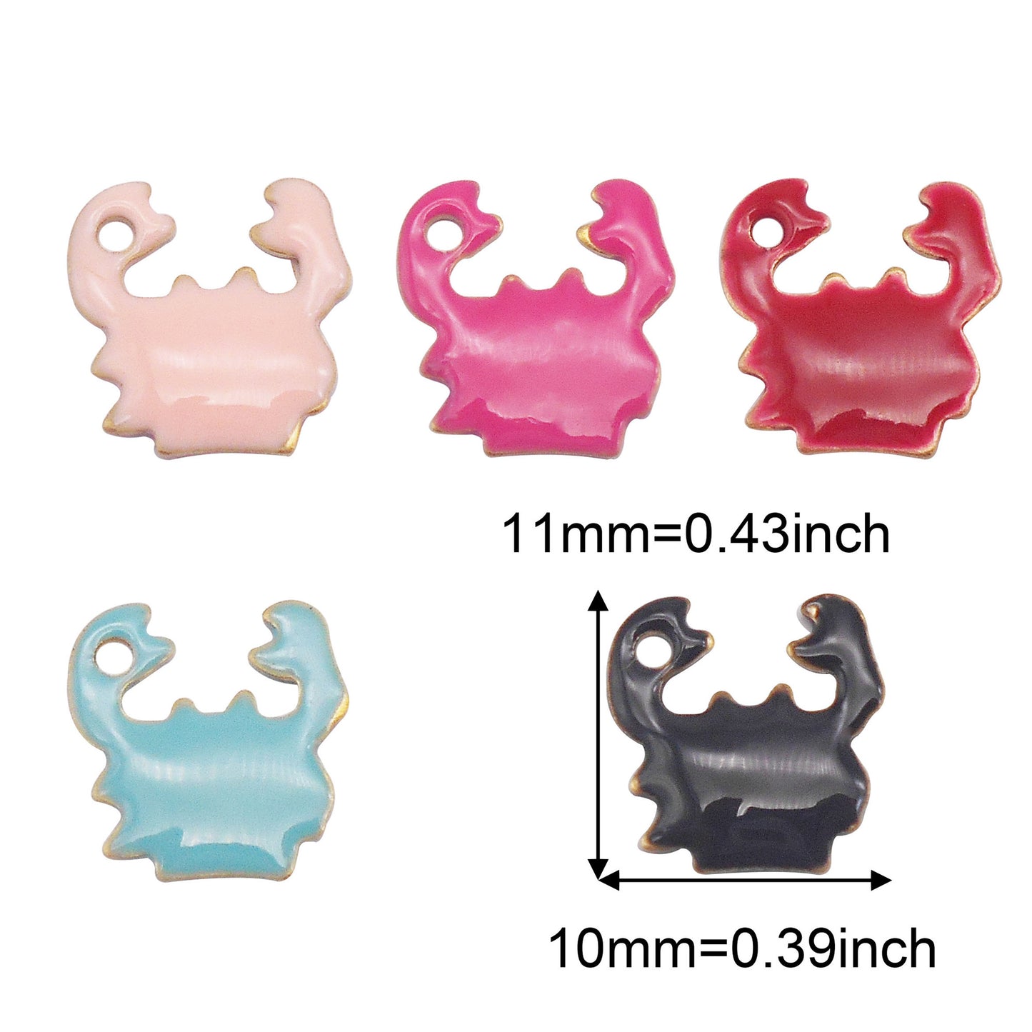 5Pcs Brass Enamel Crab Charms 11x10mm Double-Sided Design Sea Crab Pendant for Jewelry Making, DIY Crafts Decor