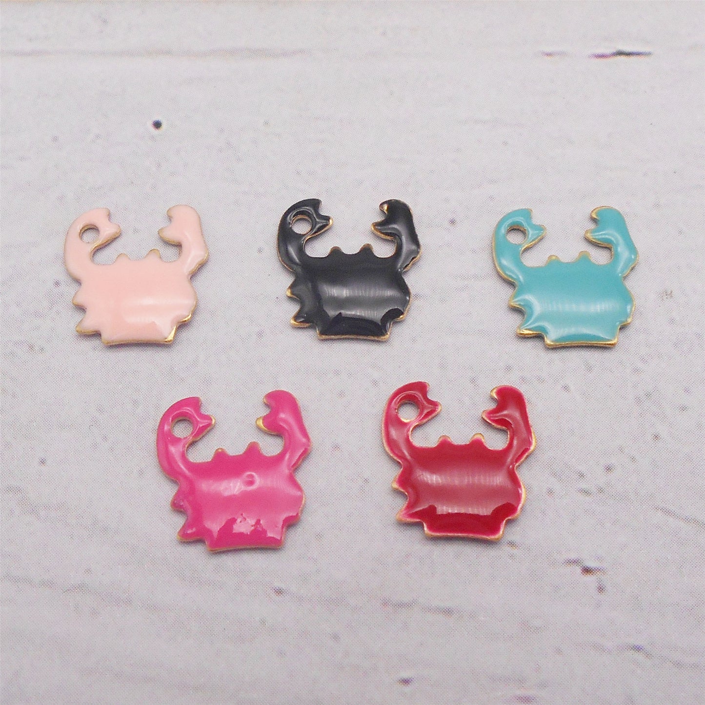 5Pcs Brass Enamel Crab Charms 11x10mm Double-Sided Design Sea Crab Pendant for Jewelry Making, DIY Crafts Decor